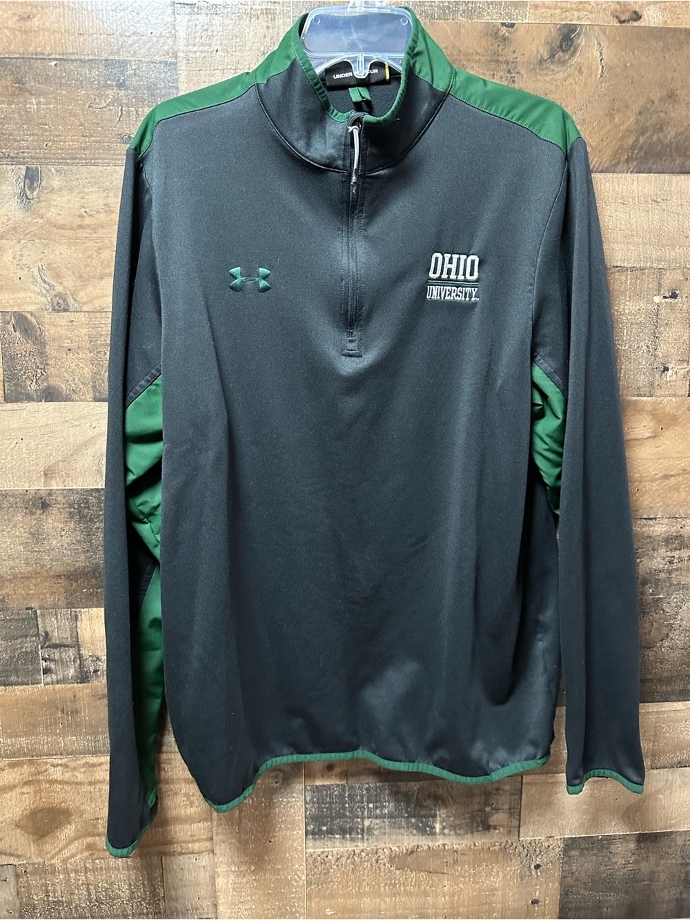 Under Armour Ohio University 1/4 Zip Pullover Men’s Large Black Green Athletic